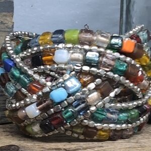 Multi-Colored Beaded Bracelet with Silver Accents